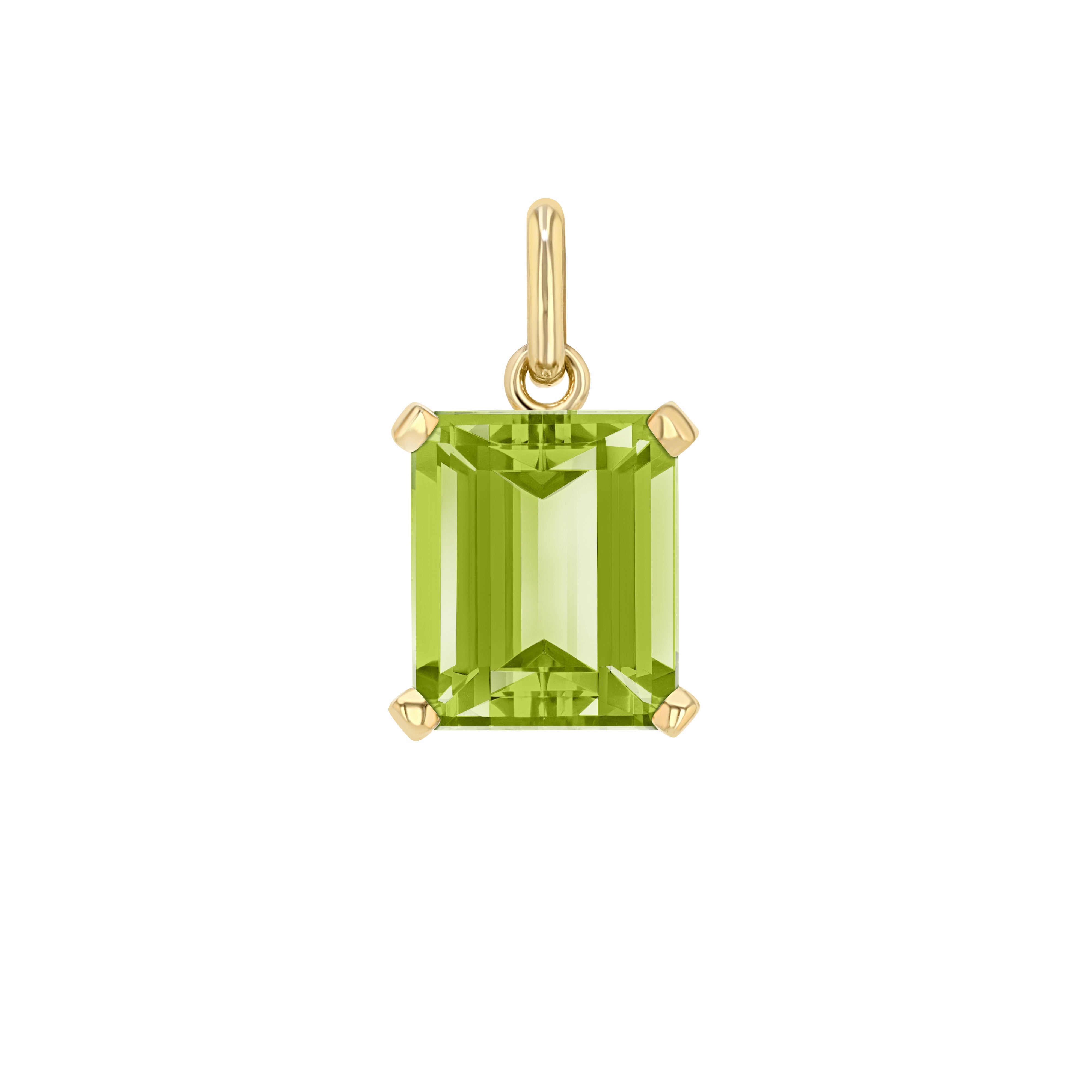 Peridot Emerald Cut Elemental Pendant