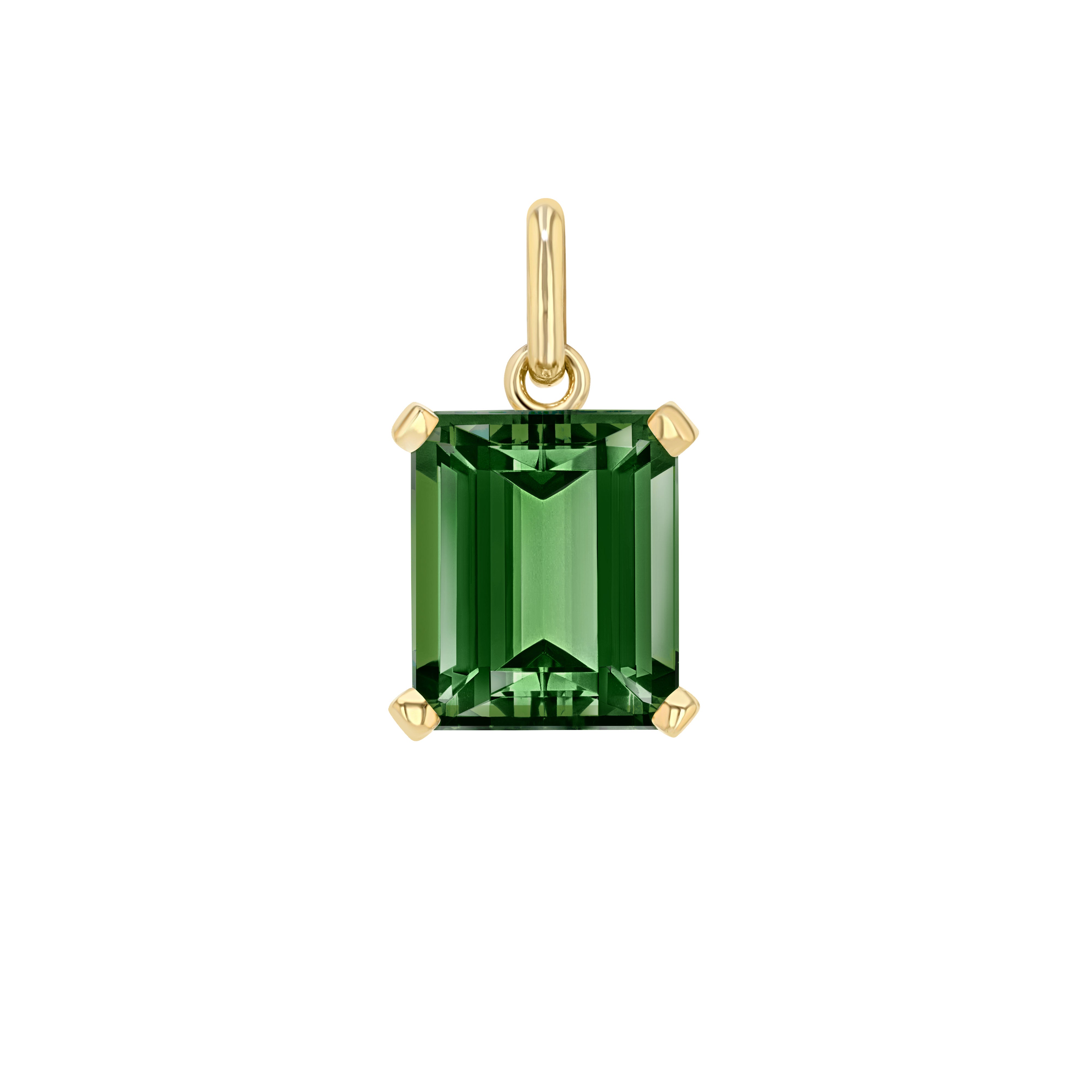 Green Tourmaline Emerald Cut Elemental Pendant