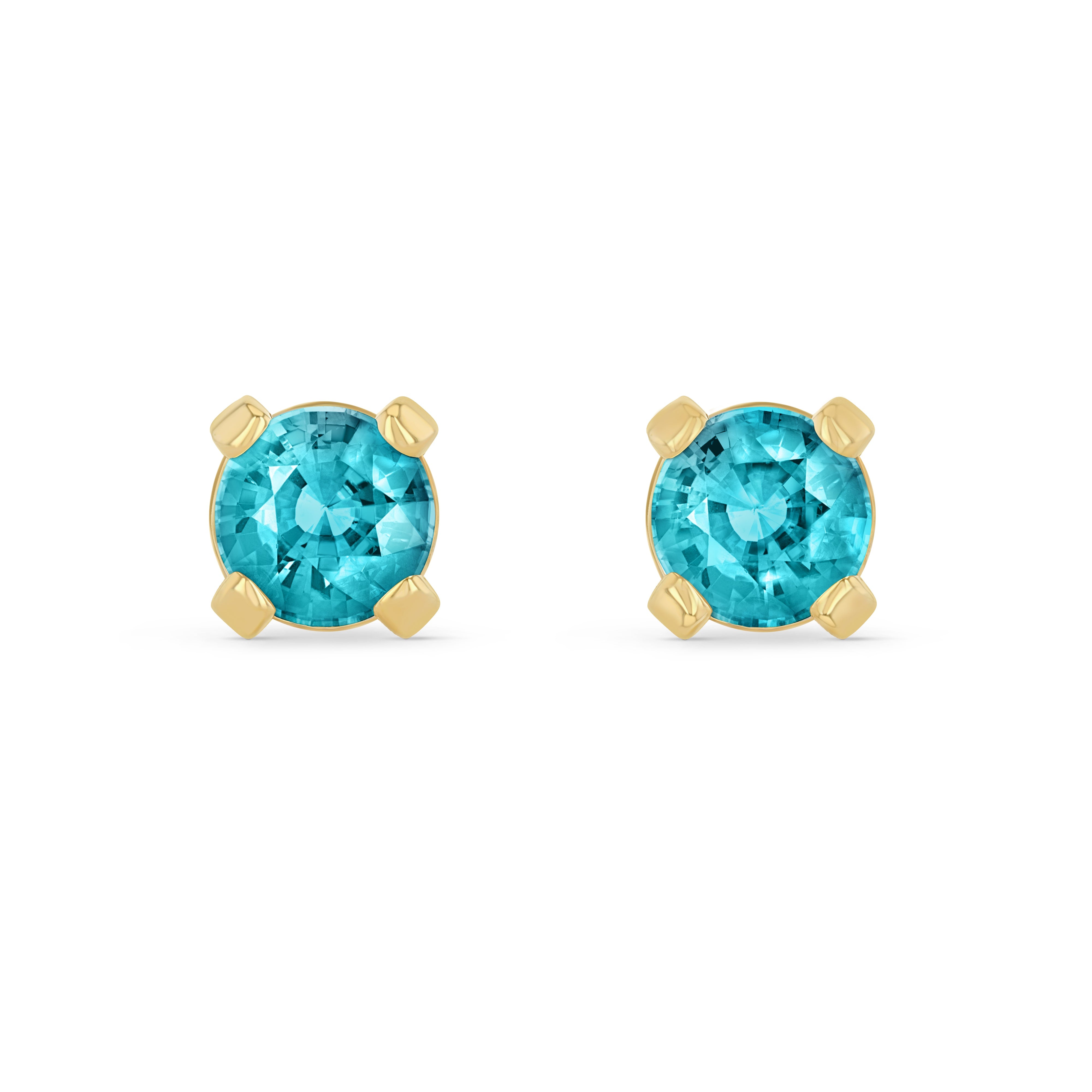 Blue Zircon Round Elemental Earrings