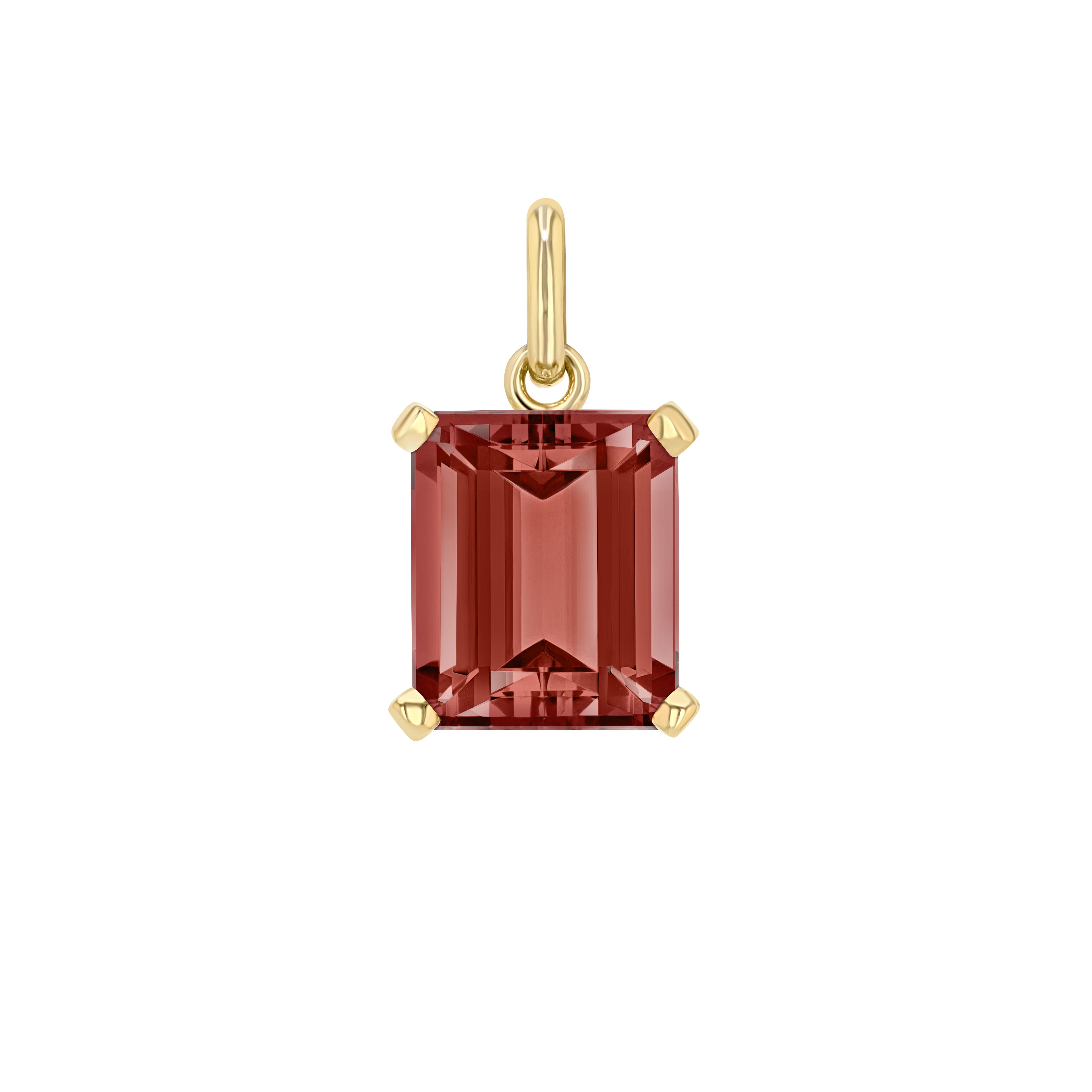 Red Zircon Emerald Cut Elemental Pendant