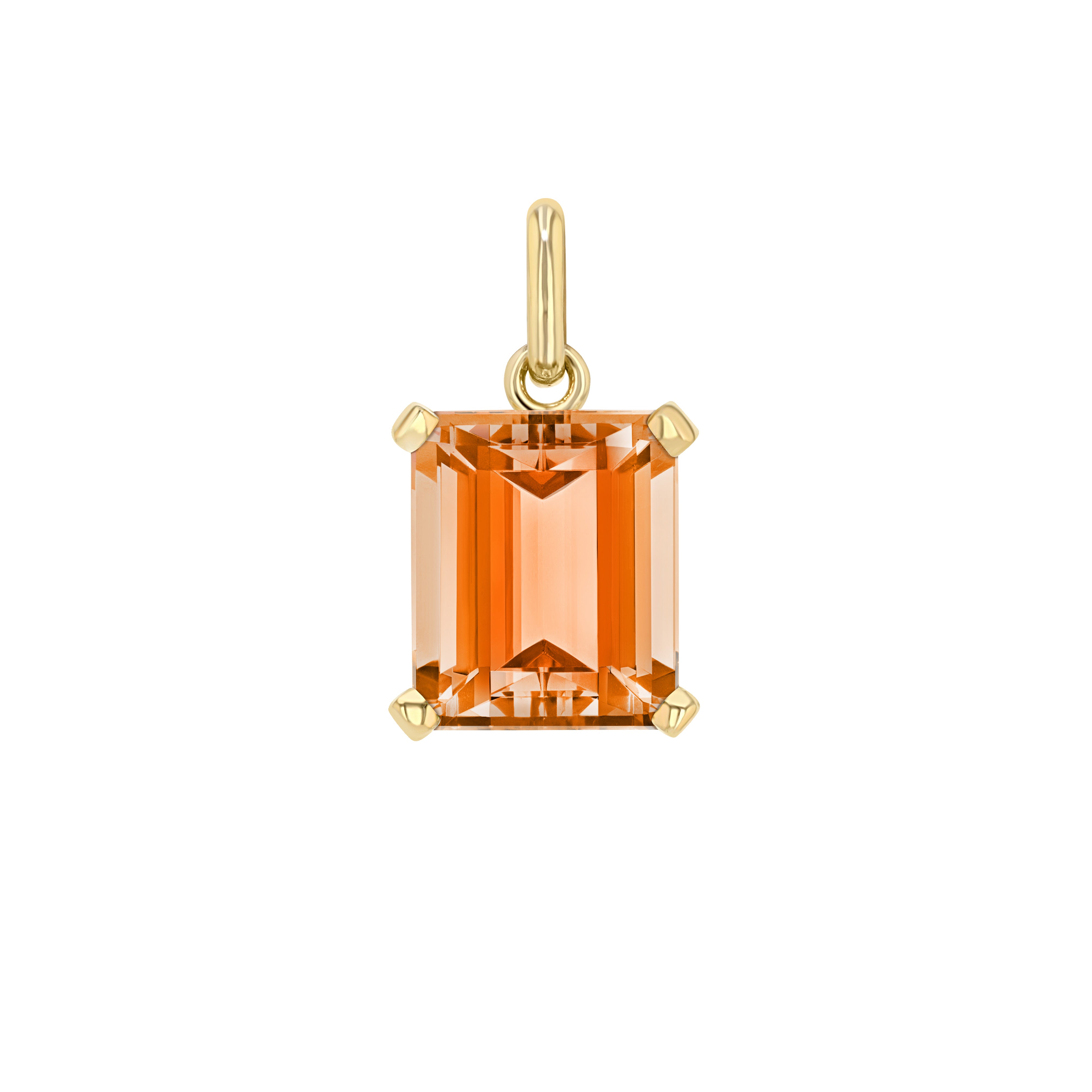 Orange Zircon Emerald Cut Elemental Pendant